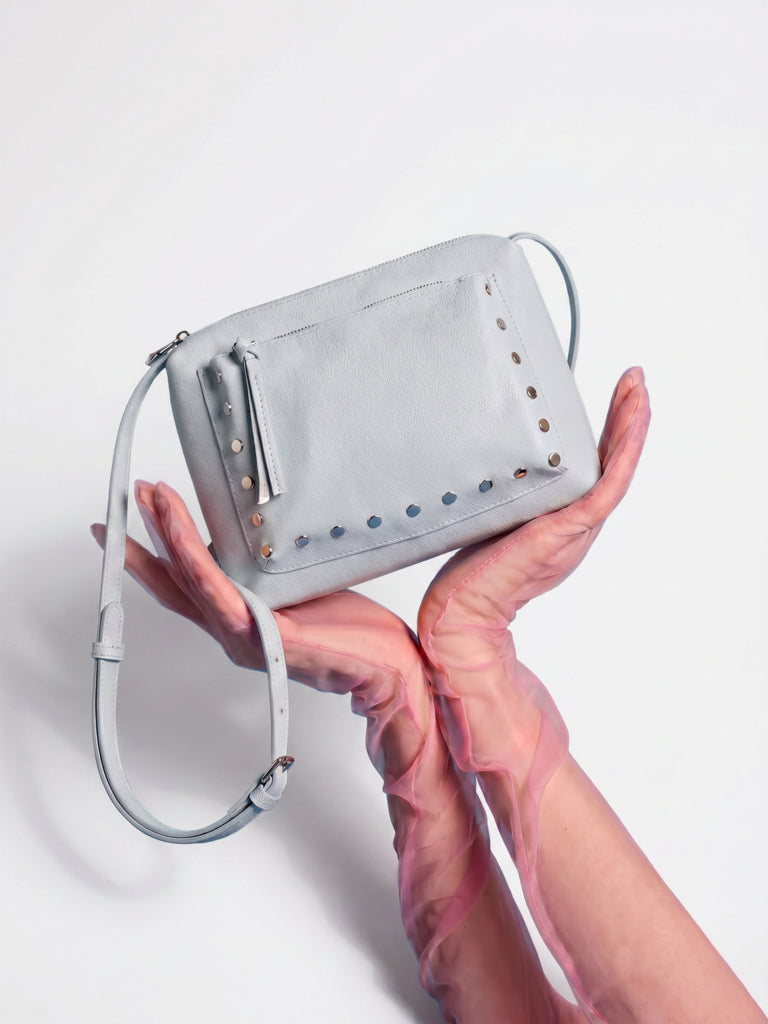 Westside Light Blue Stud-Detail Textured Sling Bag