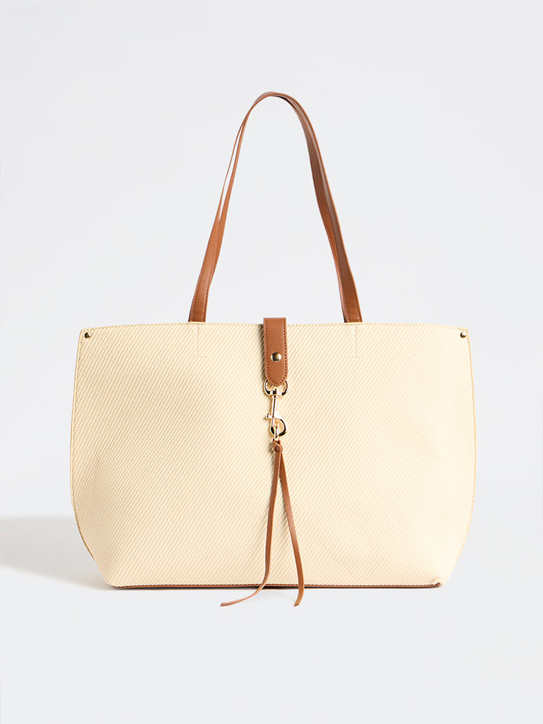 Westside Cream Textured Canvas Tote Bag