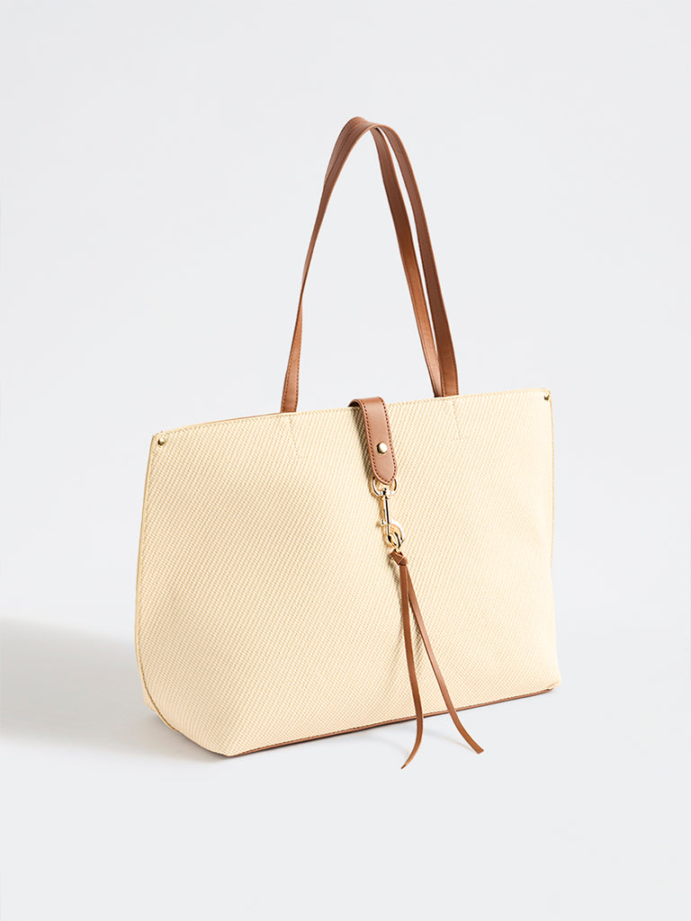 Westside Cream Textured Canvas Tote Bag