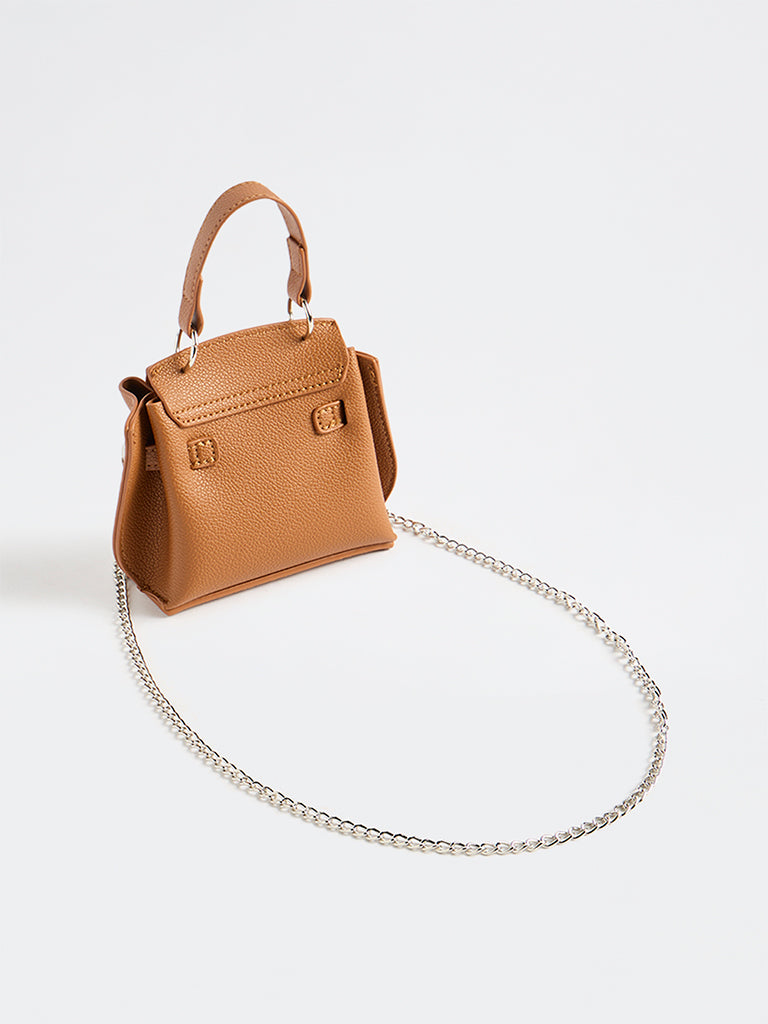 Westside Brown Textured Mini Sling Bag