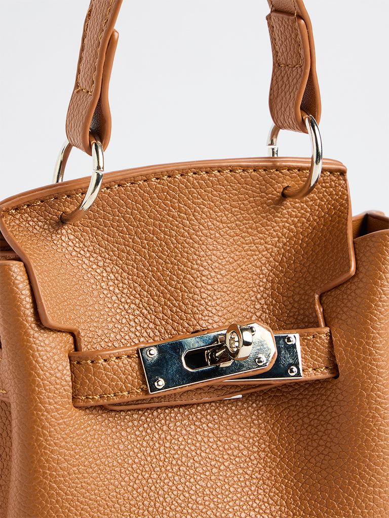 Westside Brown Textured Mini Sling Bag