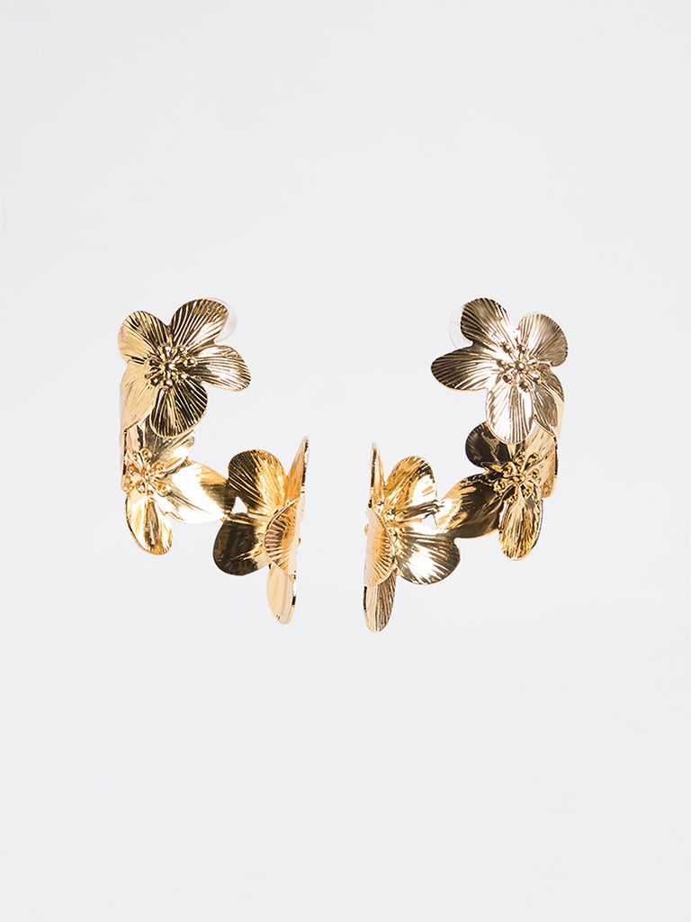 Westside Accessories Gold Floral Twisted Earrings
