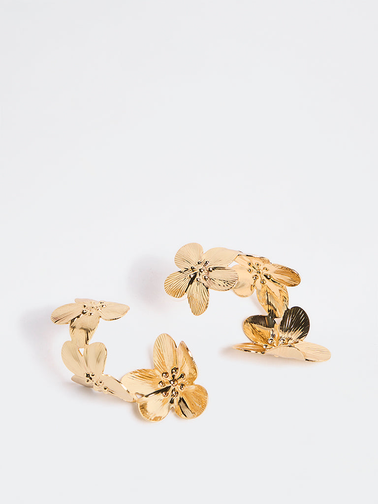 Westside Accessories Gold Floral Twisted Earrings