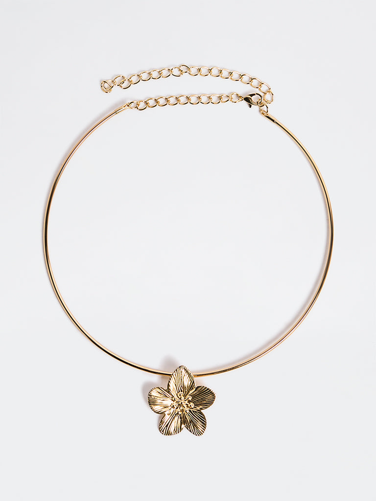 Westside Accessories Gold Floral Design Choker Necklace