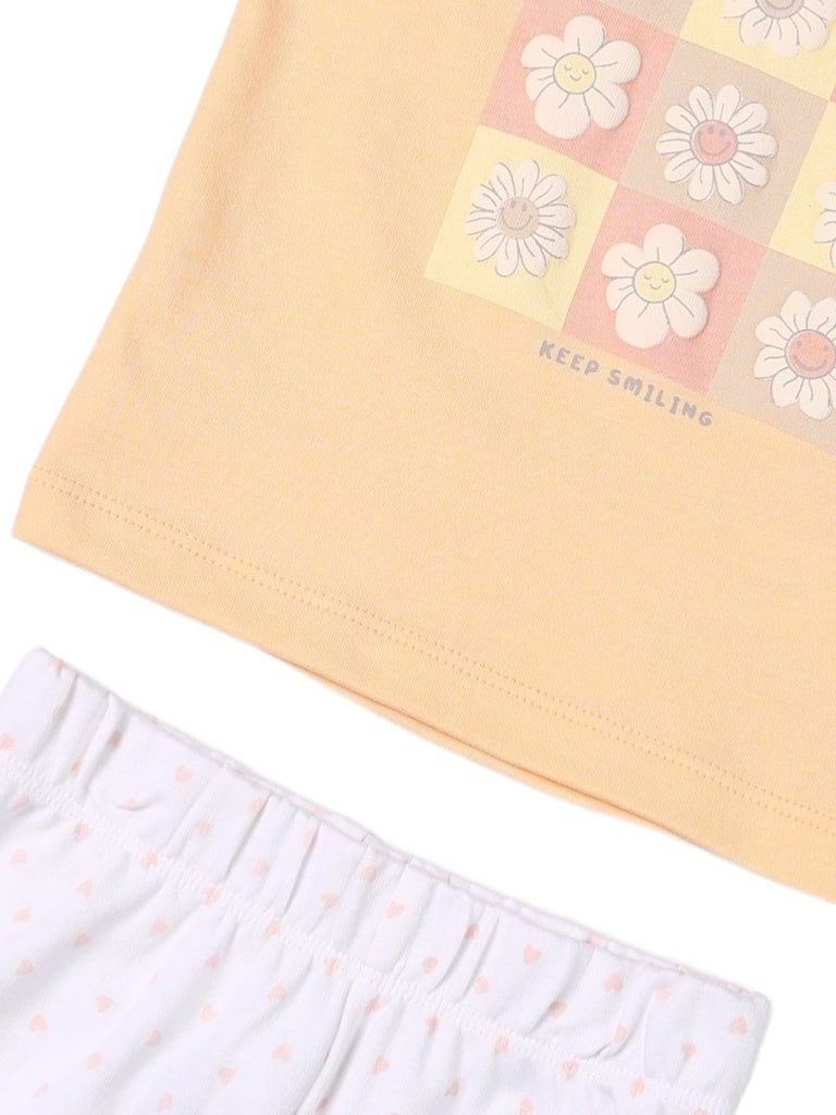 HOP Baby Boys Peach Printed Cotton T-Shirt and Shorts Set - Exclusive