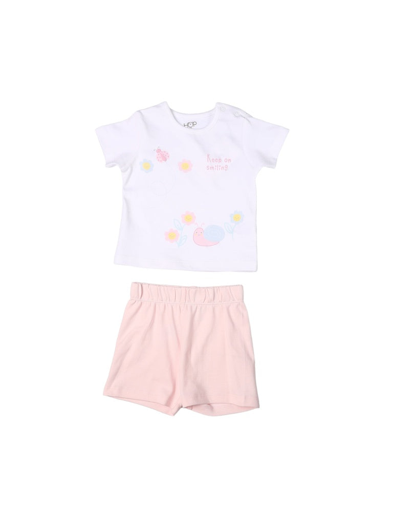 HOP Baby Girls Multicolour Printed Cotton T-Shirt and Shorts Set - Exclusive