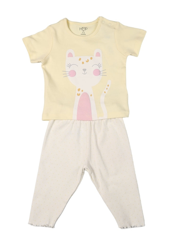 HOP Baby Girls Multicolour Printed Cotton T-Shirt and Pants Set - Exclusive