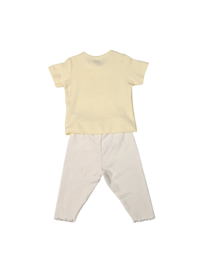 HOP Baby Girls Multicolour Printed Cotton T-Shirt and Pants Set - Exclusive
