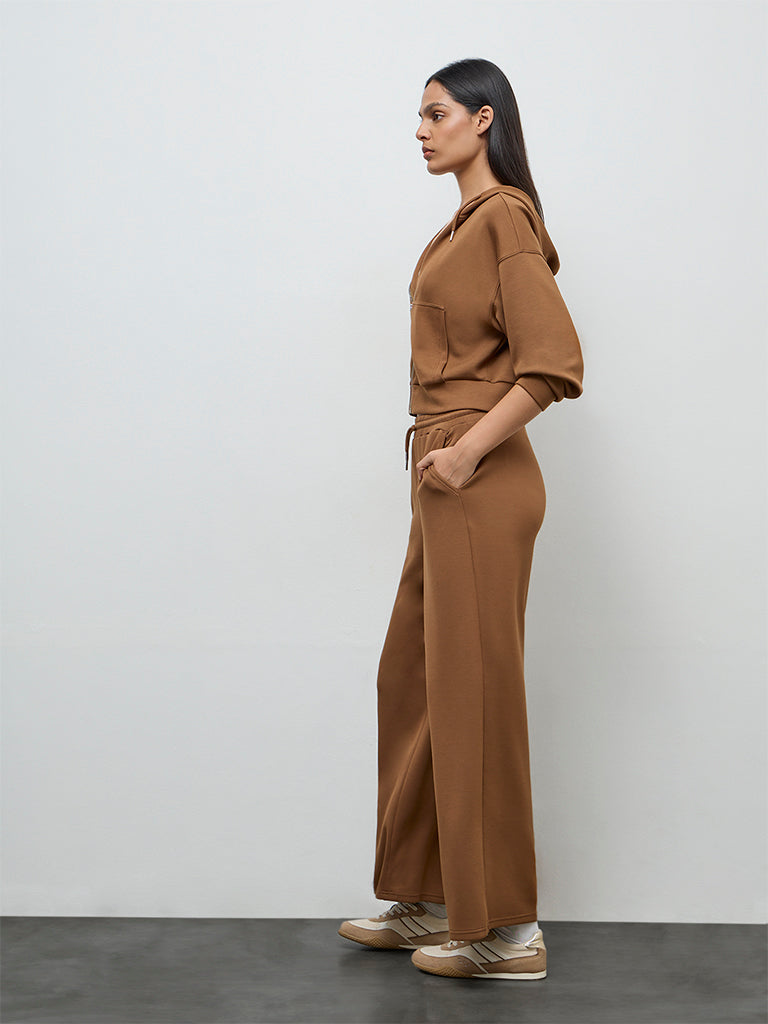 Nuoflexx Brown Solid Hooded Jacket