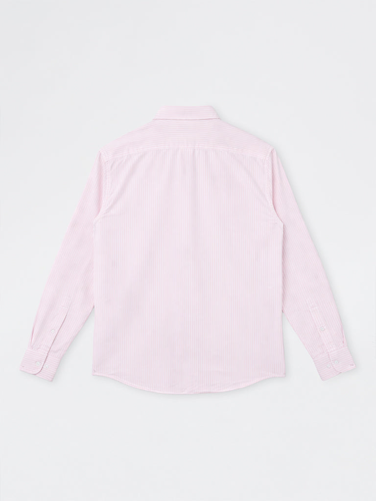 WES Casuals Pink Striped Relaxed-Fit Cotton Shirt