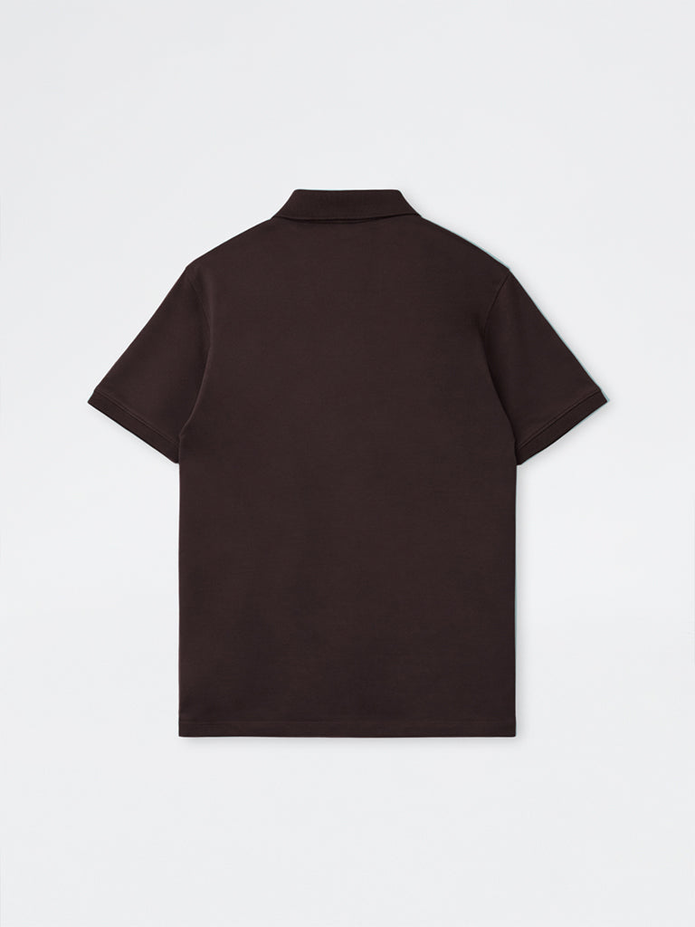WES Casuals Dark Brown Relaxed-Fit Cotton-Blend Polo T-Shirt