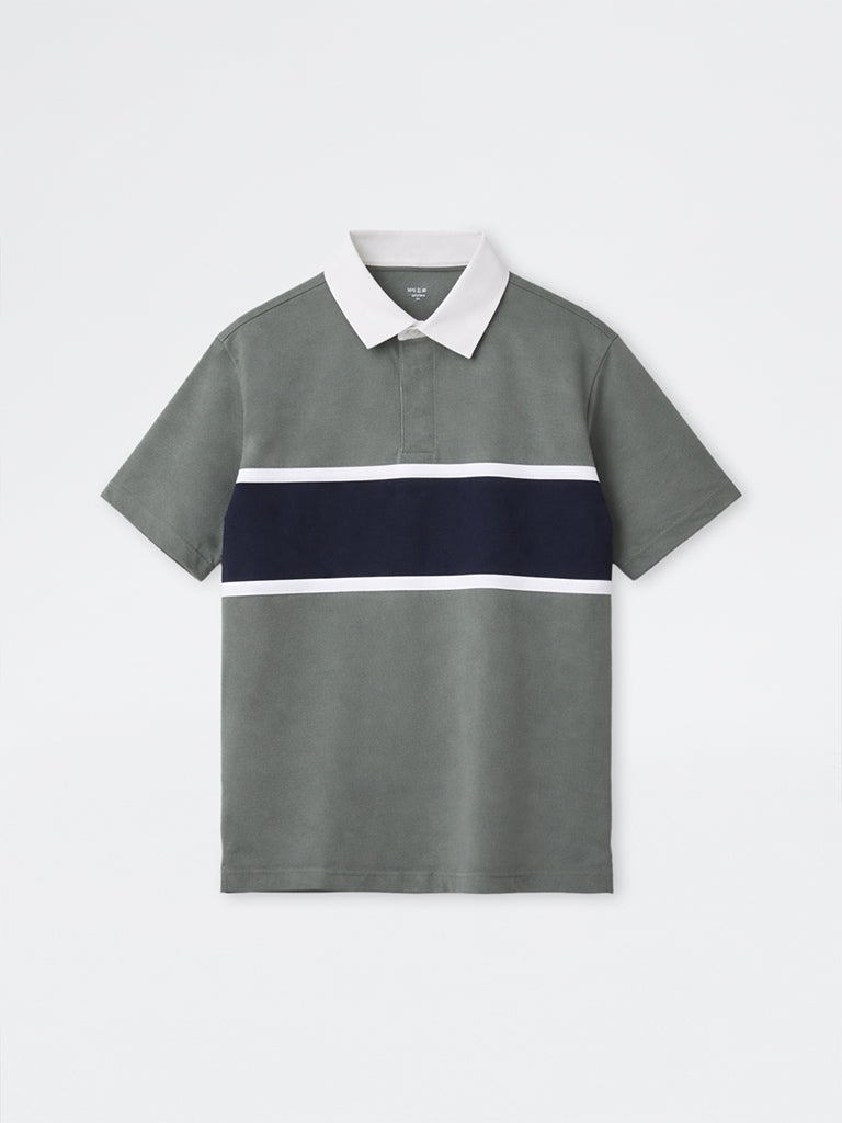 WES Casuals Olive Relaxed-Fit Cotton-Blend Polo T-Shirt