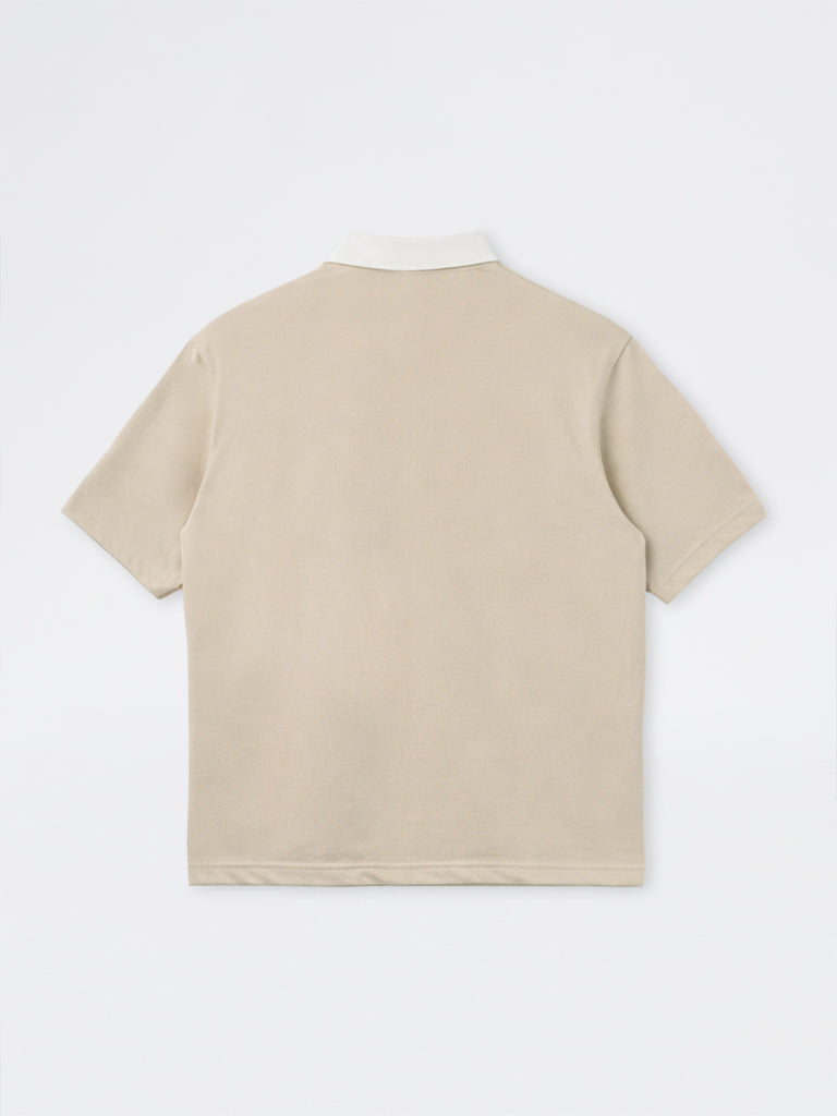 WES Casuals Beige Relaxed-Fit Cotton-Blend Polo T-Shirt
