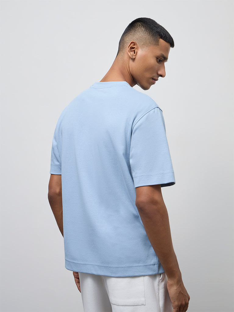 Nuoflexx Light Blue Relaxed-Fit Cotton-Blend T-Shirt