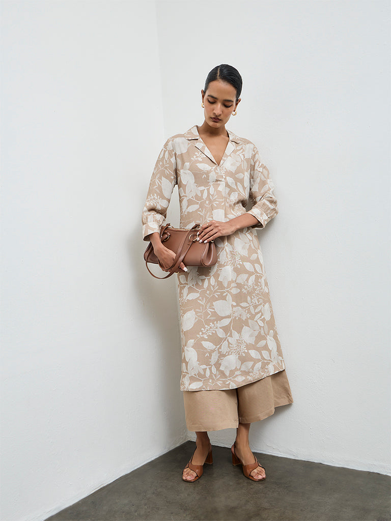 Zuba Beige Solid Palazzos