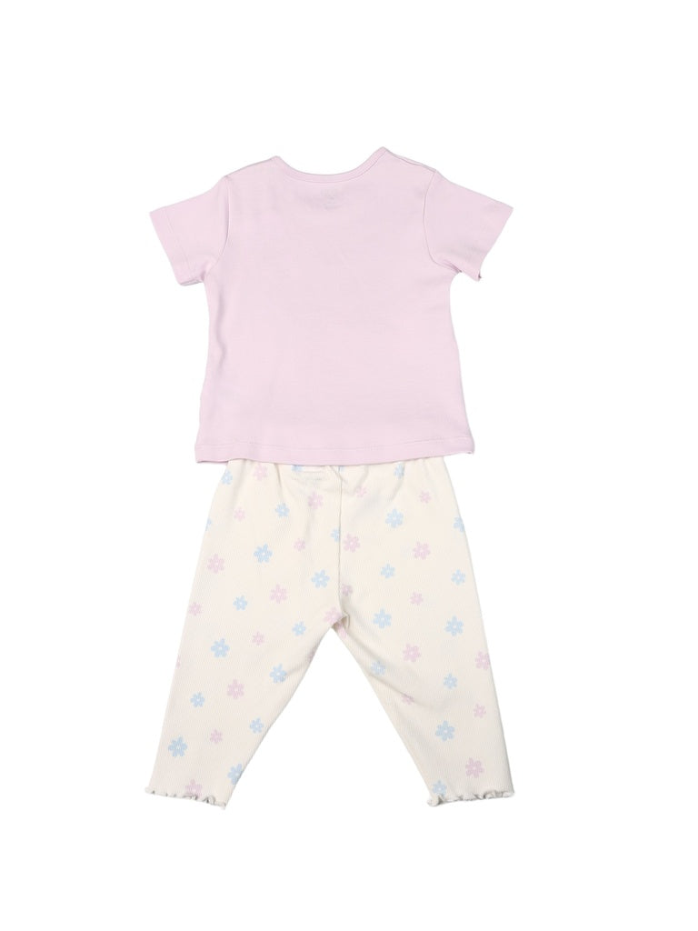 HOP Baby Girls Multicolour Printed Cotton T-Shirt and Leggings Set - Exclusive
