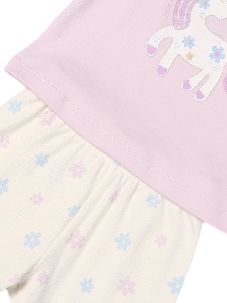 HOP Baby Girls Multicolour Printed Cotton T-Shirt and Leggings Set - Exclusive