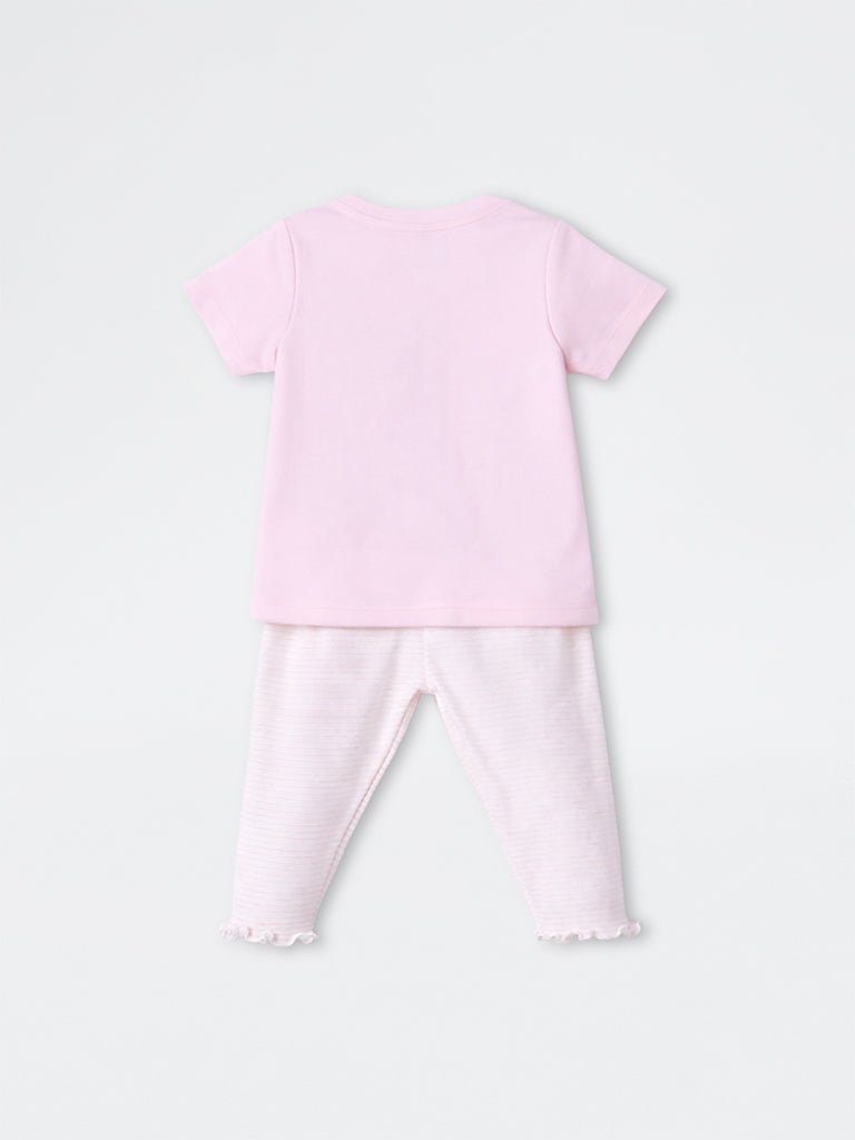 2-Piece HOP Baby Girls Pink Scooter Printed Cotton Set