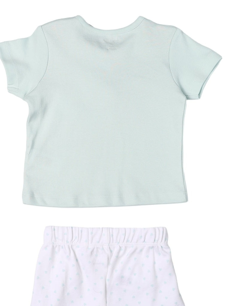 HOP Baby Girls Light Blue Printed Cotton T-Shirt and Shorts Set - Exclusive