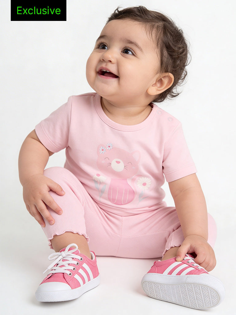 2-Piece HOP Baby Girls Pink Cotton Set
