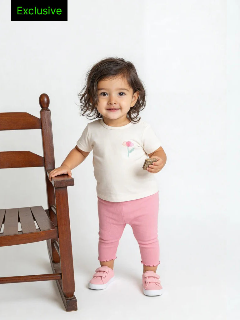 HOP Baby Girls Multicolour Printed Cotton T-Shirt and Pants Set - Exclusive