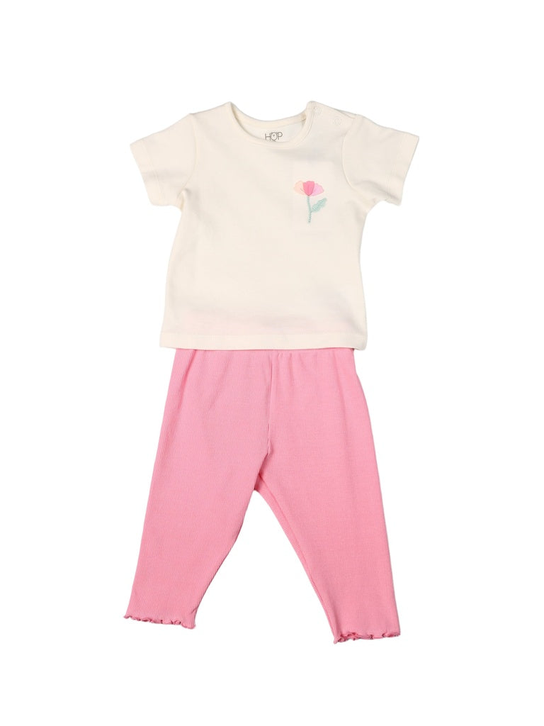 HOP Baby Girls Multicolour Printed Cotton T-Shirt and Pants Set - Exclusive
