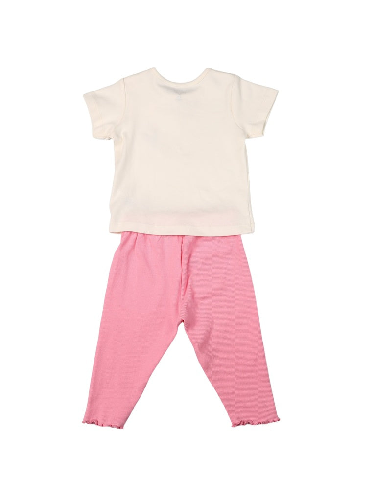 HOP Baby Girls Multicolour Printed Cotton T-Shirt and Pants Set - Exclusive