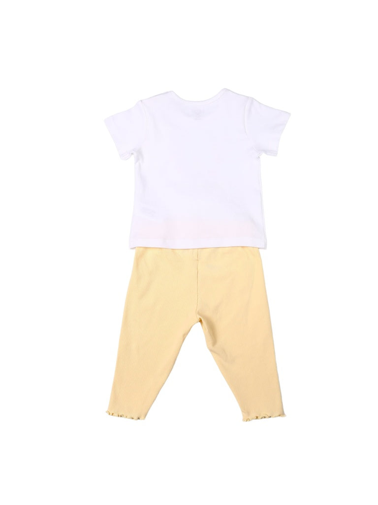 HOP Baby Girls Multicolour Floral Printed Cotton T-Shirt and Pants Set - Exclusive