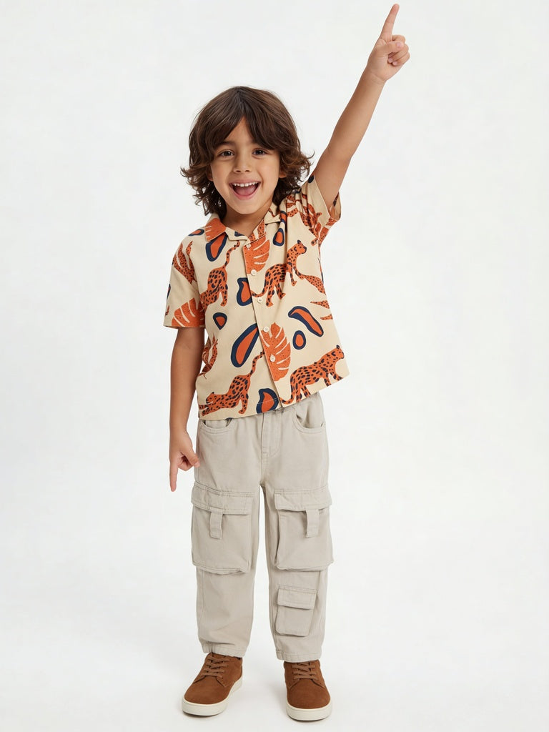 HOP Kids Boys Stone Cargo Pocket Jeans