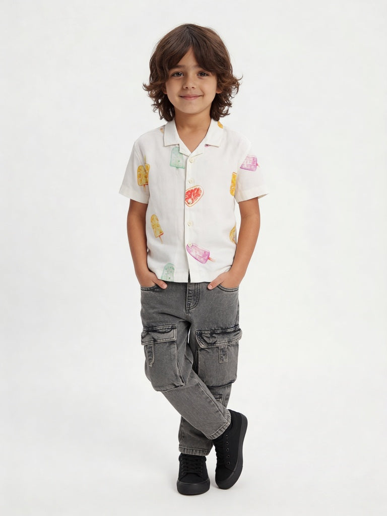HOP Kids Boys Charcoal Mid Rise Straight Fit Jeans