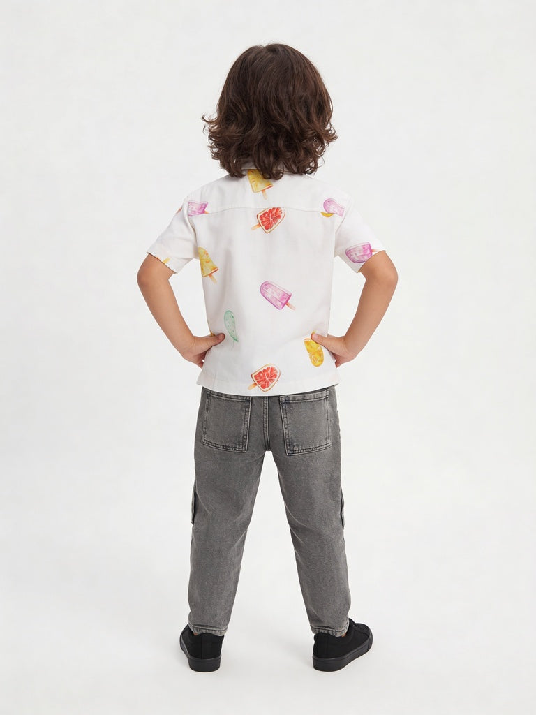 HOP Kids Boys Charcoal Mid Rise Straight Fit Jeans