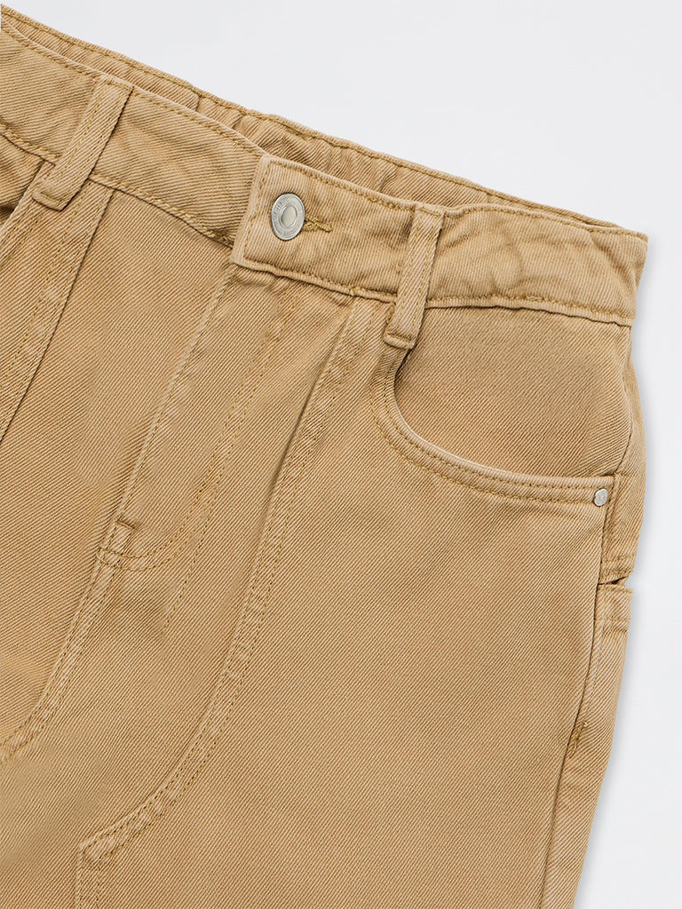 Boys Grey Washed Mid-Rise Jeans