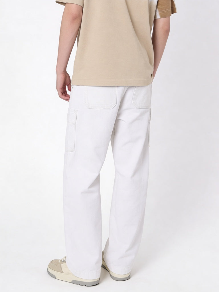 Boys Off-White Straight Fit Denim Cargo Jeans