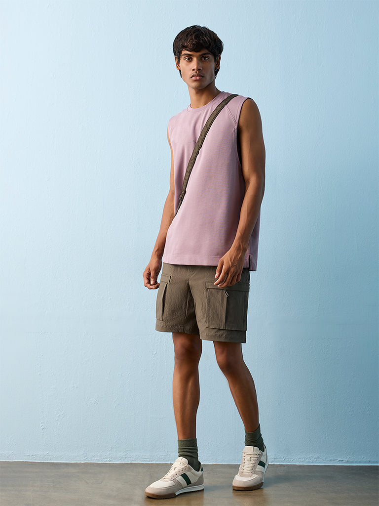Nuoflexx Dark Olive Relaxed-Fit Mid-Rise Shorts