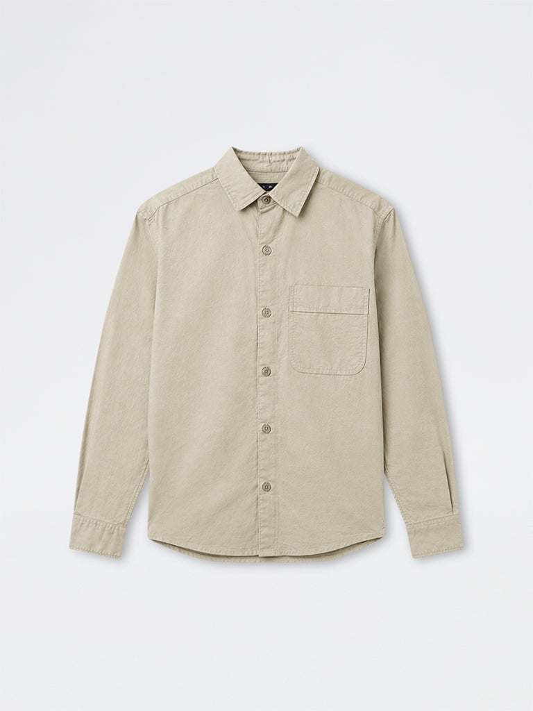 Nuon Light Beige Relaxed-Fit Cotton Shirt