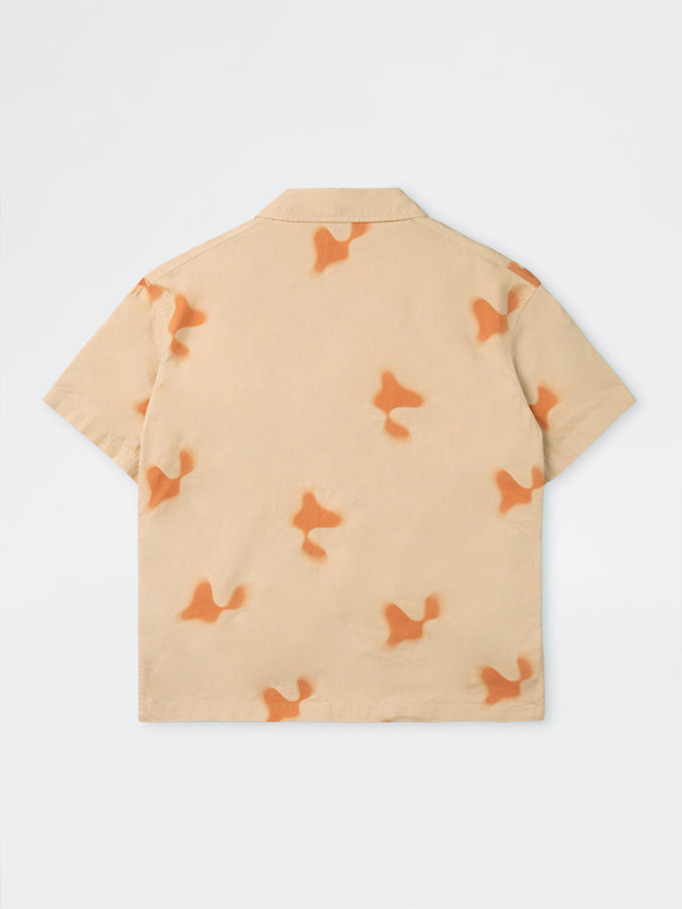 Nuon Beige Abstract Printed Relaxed-Fit Cotton Shirt