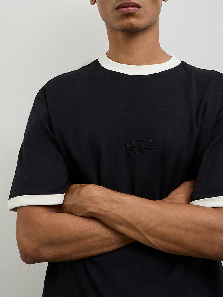 Nuon Black Relaxed-Fit Cotton-Blend T-Shirt