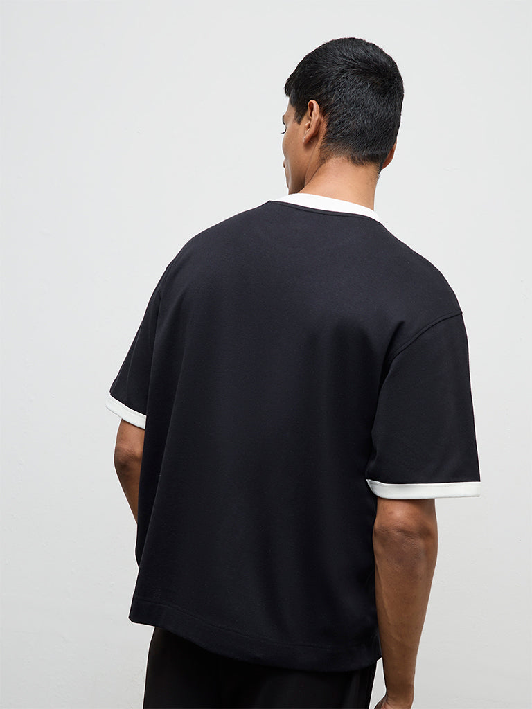 Nuon Black Relaxed-Fit Cotton-Blend T-Shirt