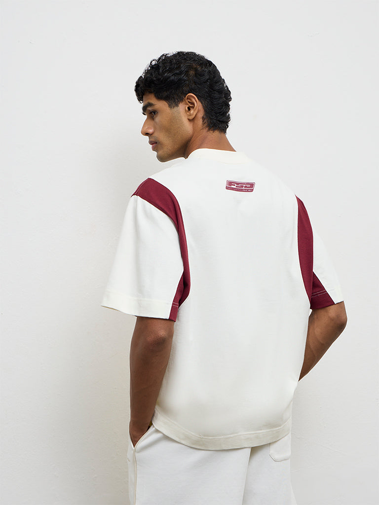 Nuon Off-White Text-Design Relaxed-Fit Cotton T-Shirt