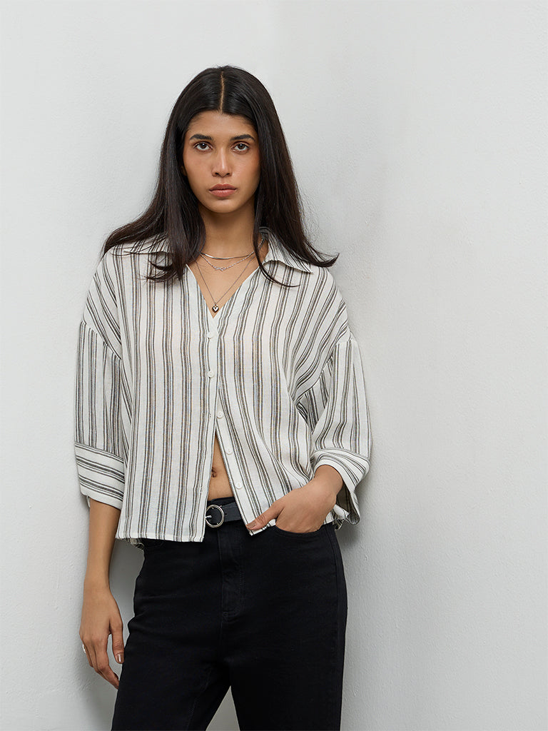 LOV Olive Striped Shirt
