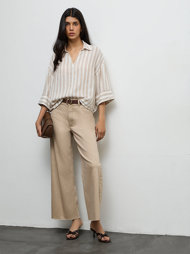 LOV Beige Striped Shirt