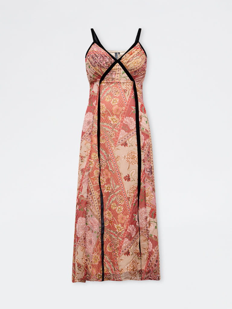 LOV Multicolor Printed Empire A-Line Dress