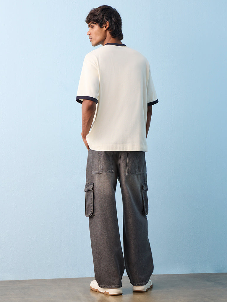 Buy Nuon Charcoal Skater-Fit Mid-Rise Cargo Jeans from Westside