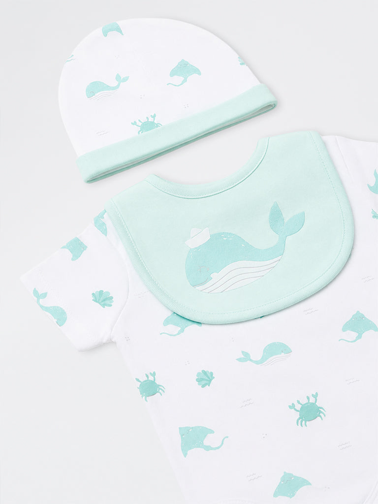 HOP Baby Boys Aqua Sea-Life Inspired Baby Cotton Gift Set