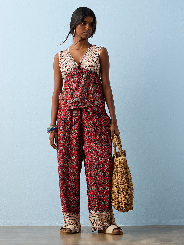 Buy Bombay Paisley Red Botanical Printed Top from Westside