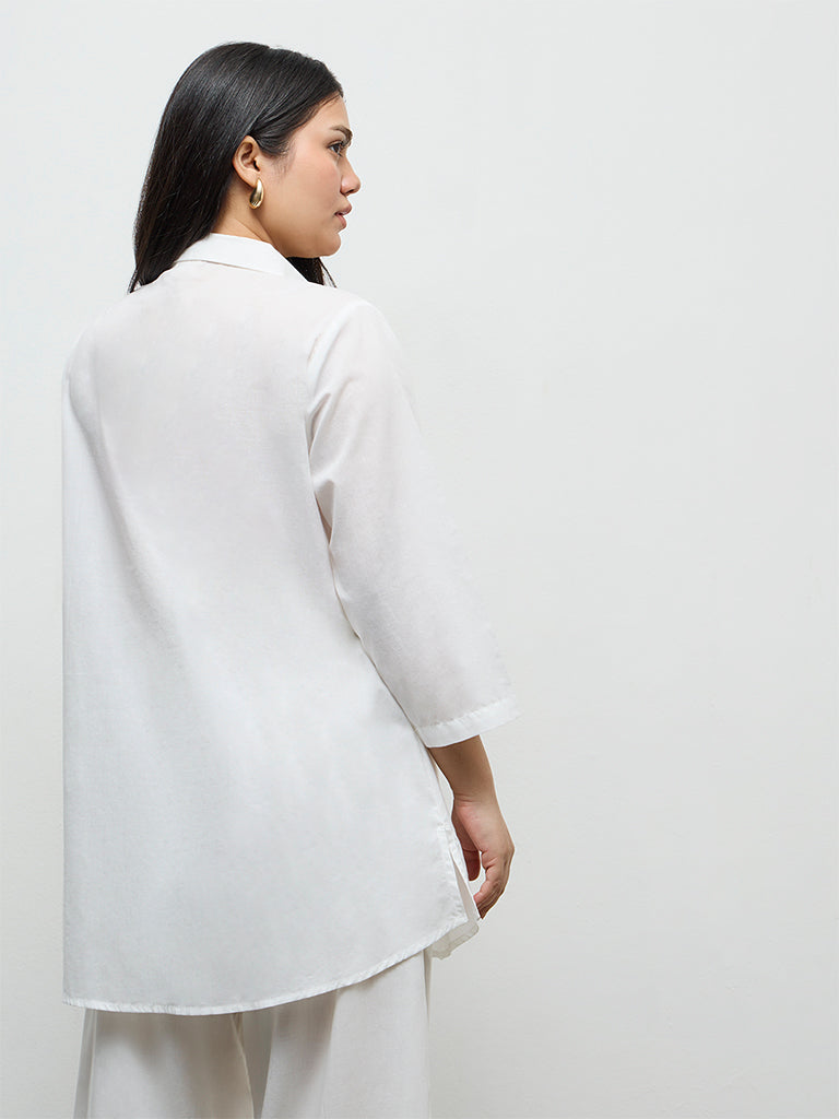 Buy Diza White Floral Embroidered Cotton Tunic from Westside