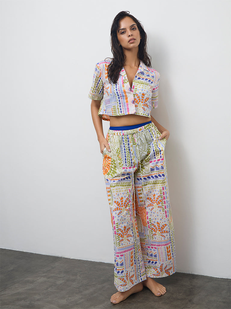 Wunderlove Swimwear Multicolor Printed Cotton Shirt