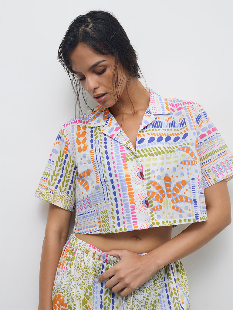 Wunderlove Swimwear Multicolor Printed Cotton Shirt