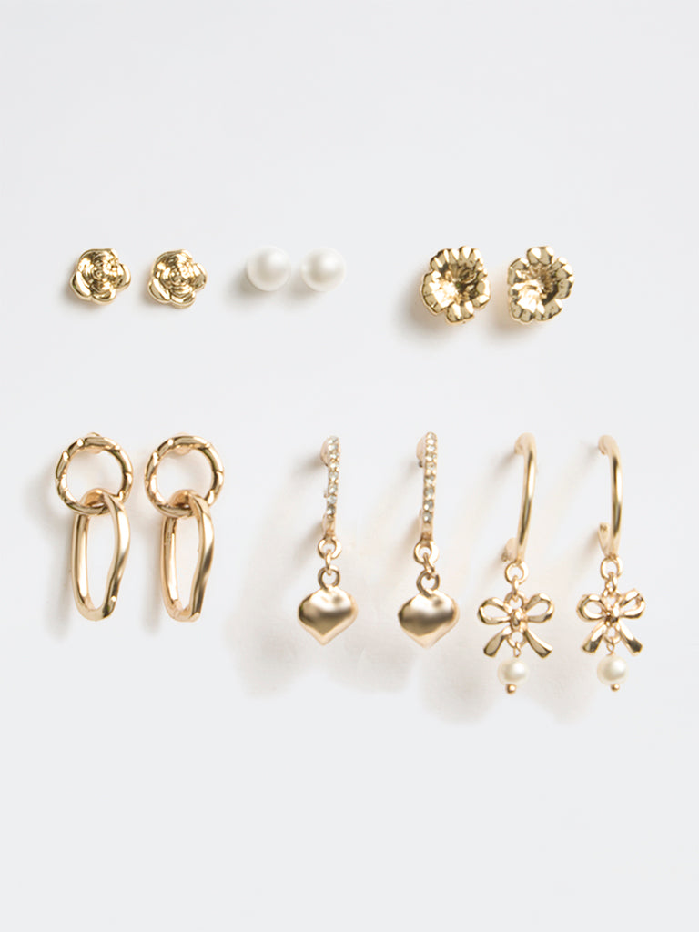 Westside Accessories Gold Fancy Earrings - Pack of 6
