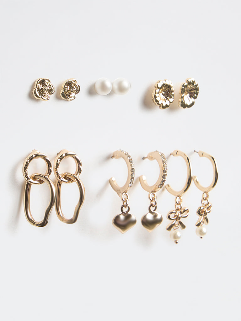 Westside Accessories Gold Fancy Earrings - Pack of 6